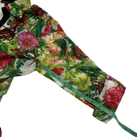 ALBERTO MAKALI English Rose Garden Sheer Button Up Blouse Size Small Womens - Picture 10 of 10